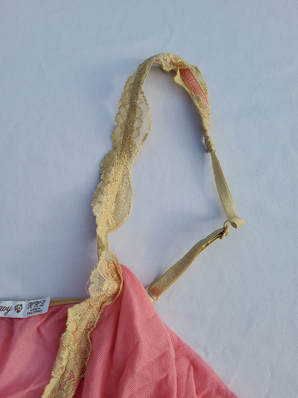 Y2K Old Navy Sheer Lingerie Camisole Tank Top with Gold Lace Bow Trim - Picture 5 of 8